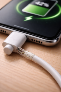 damaged charging cable causing battery not increasing issue