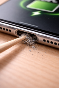 cleaning phone charging port to fix charging problem