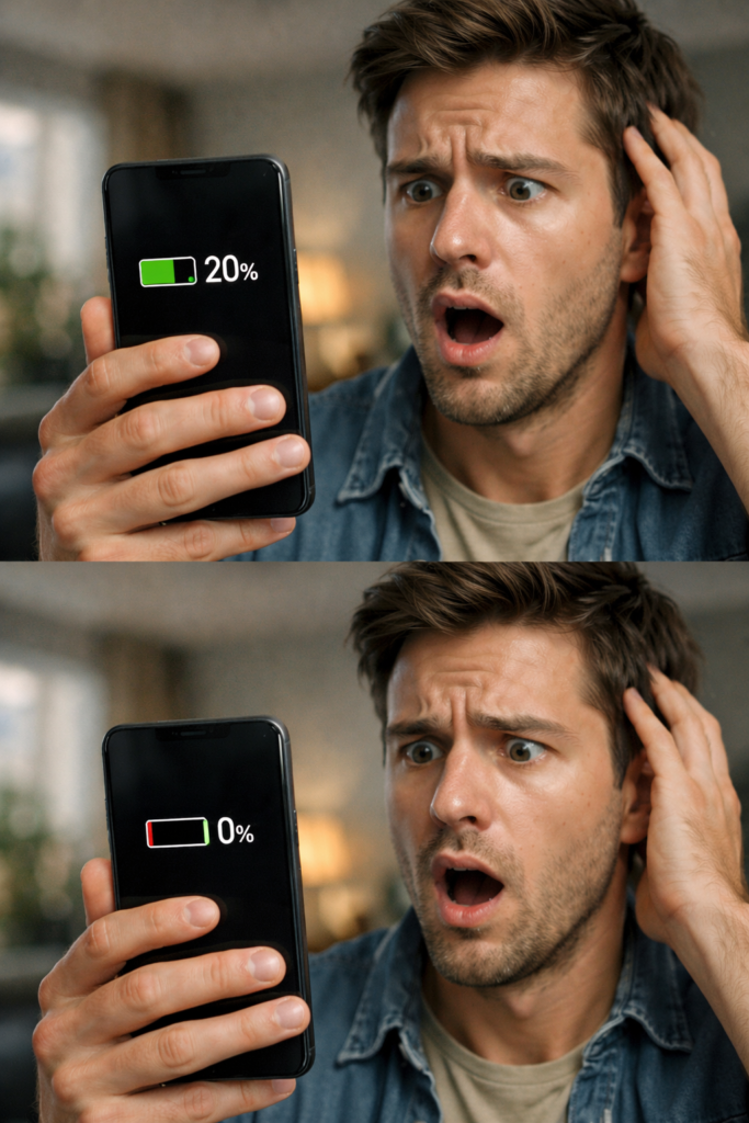 phone battery percentage drops suddenly from 20 to 0
